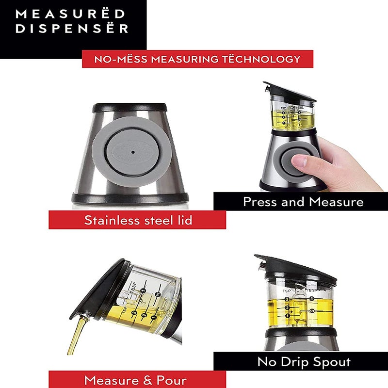 DWÃ‹LLZA KITCHEN Olive Oil Dispenser Bottle For Kitchen & Sprayer For Cooking - Glass 17 Oz. Cooking Oil/Syrup Dispenser With Measurements & 6 Oz. Spray Bottle Set - Image 4